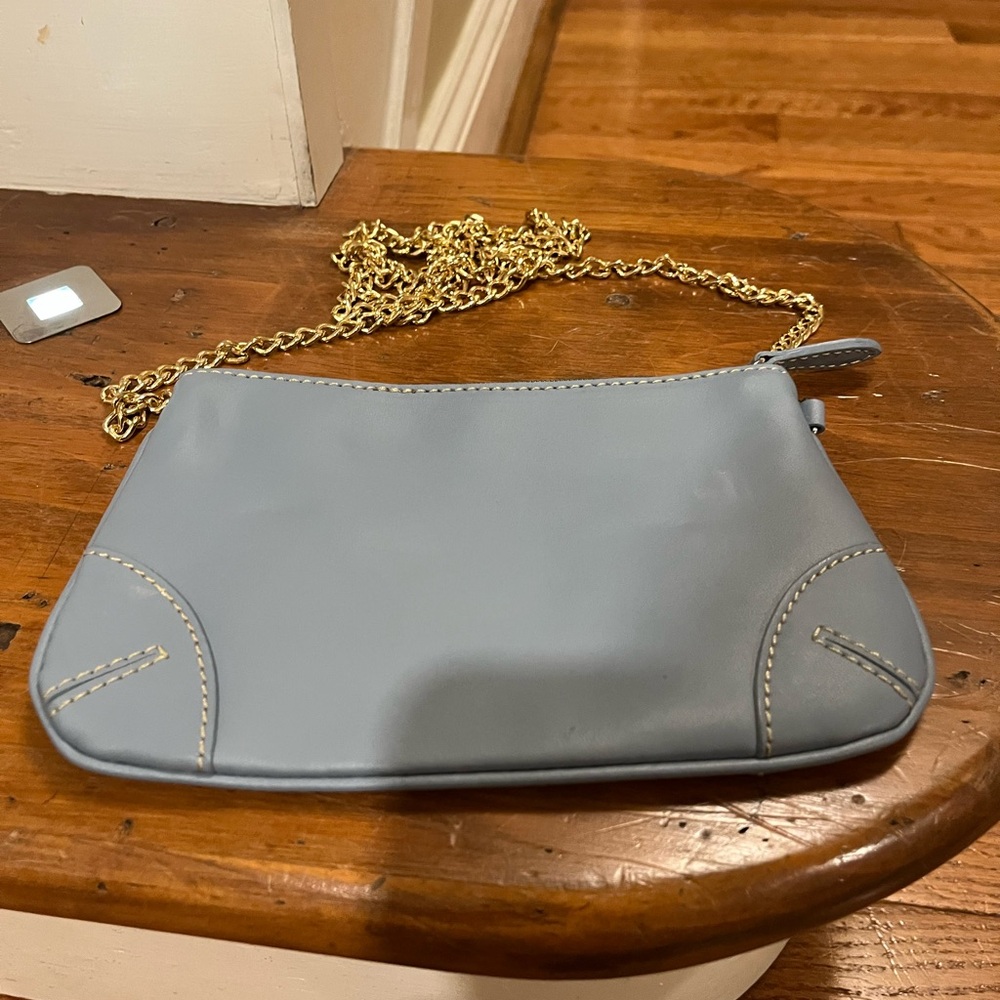Franklin Covey blue change purse with gold chain strap, New - Picture 3 of 9